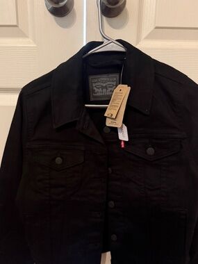 Levi's Black Denim Trucker Jacket with Red Tab